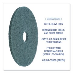 Boardwalk 4019GRE 19 in. Heavy-Duty Scrubbing Floor Pads – Green (5/Carton) New