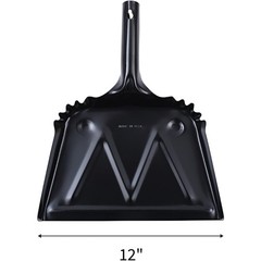 Genuine Joe Heavy-Duty Black Metal Dustpan, 12″ Wide,