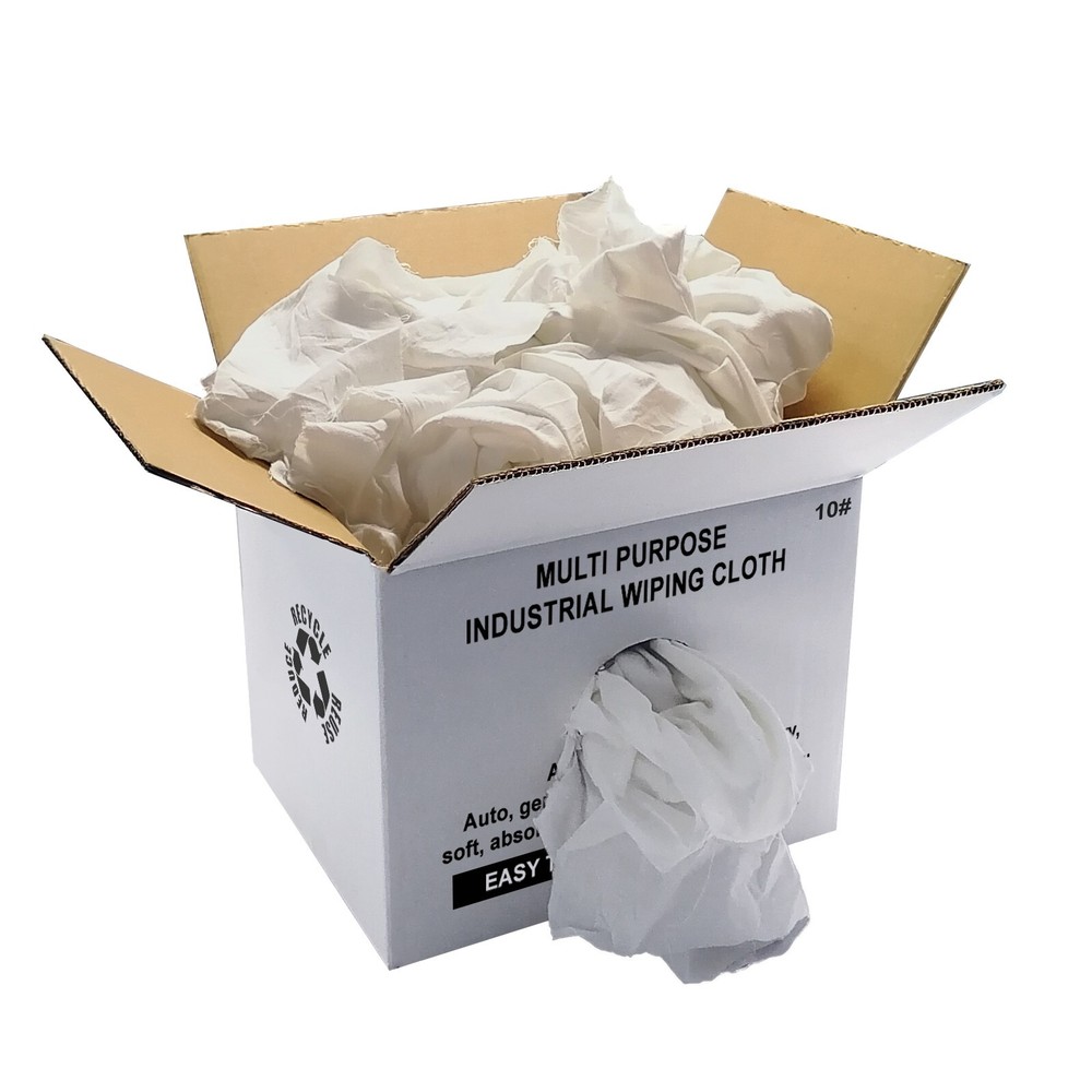 White Sheeting 100% Cotton Cleaning Rags – 10 lbs. Box – Multi Purpose Cleaning