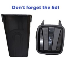 Tough 45 Gallon Wheeled Heavy Duty Plastic Garbage Can, Attached Lid, Black