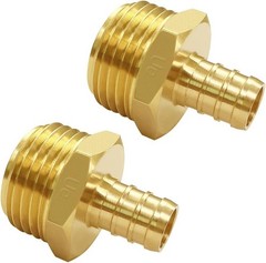 2PCS Solid Brass 1/2″ PEX Barb to 3/4″ GHT Male Garden Hose End