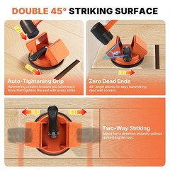 Floor Gap Fixer Tool Kit with Rubber Mallet & 10 Reusable Sticky Pads& orange