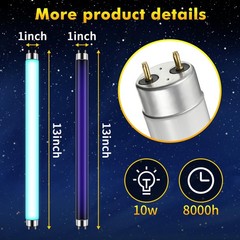Qualirey 8 Pcs T8 Bug Zapper Replacement Bulbs, 10w Light Bulbs Lamp…