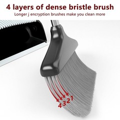 Broom with Dustpan Combo Set 54” Long Handle Household Large, Black and Grey