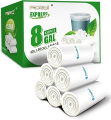 FORID Clear Trash Bags, 8 Gallon Garbage Bags, Wastebasket Bin Liners 330 Cou…