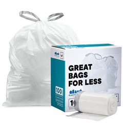 Plasticplace Custom Fit Trash Bags, Compatible 100 Count (Pack of 1), White