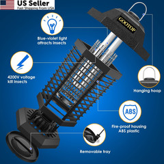 GOOTOP Bug Zapper Outdoor, Mosquito Zapper, 3 Prong Plug in Large, BLACK