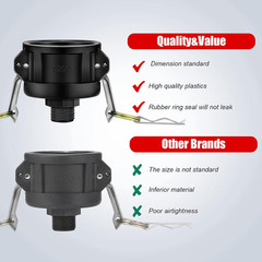 275 330 Gallon IBC Tote Fittings, Adapter, Tank Drain 10 x 10 x 8.5 cm, Black