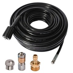 50FT 5800 PSI Pressure Washer Hose Jetter Nozzles Kit 1/8”NPT 50FT, Black