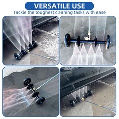 Water Broom Pressure Washer 16in Undercarriage Cleaner 4 Wands 4 Nozzles 4000PSI