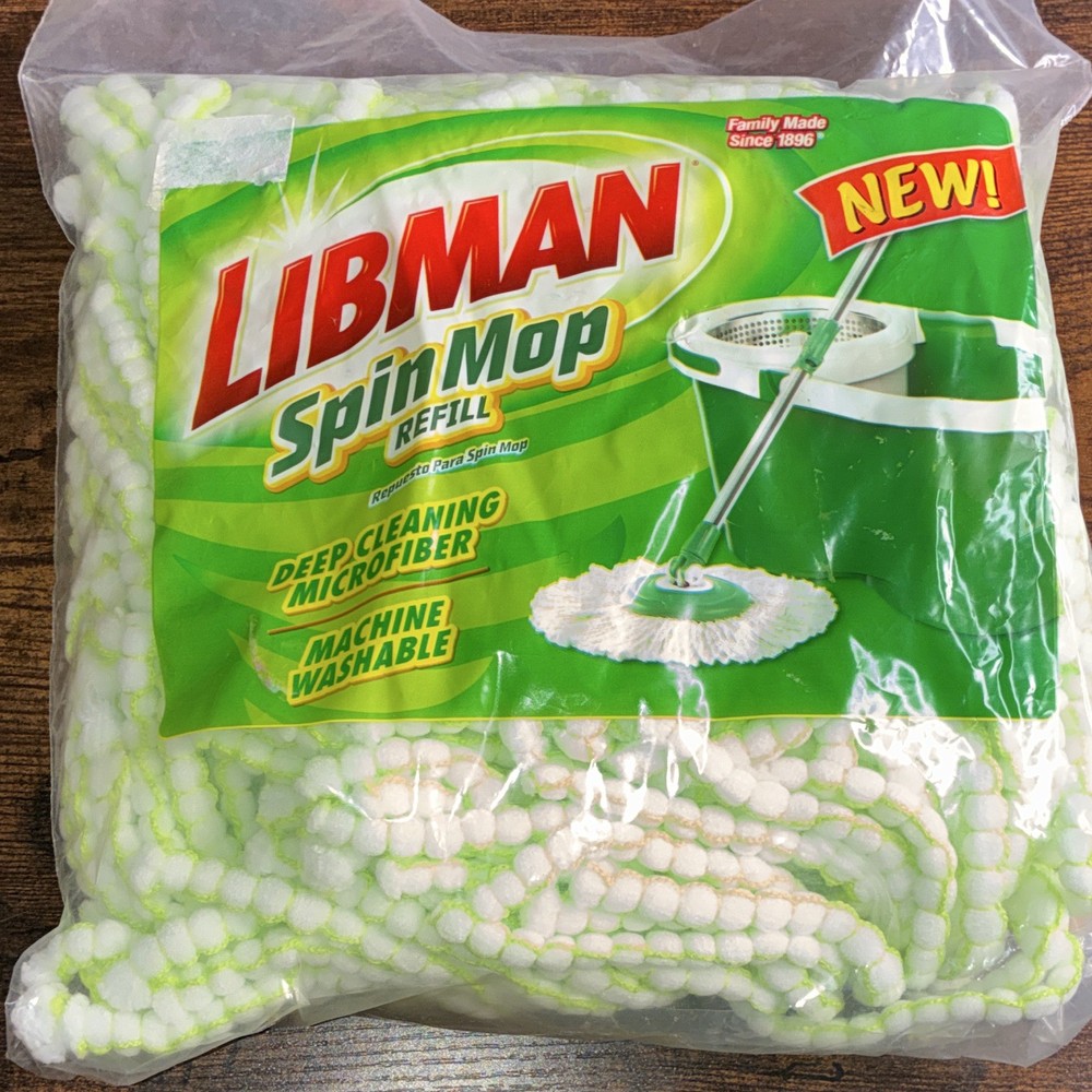 Libman Spin Mop Refill Wet Round Microfiber Mop Head Green Machine Washable