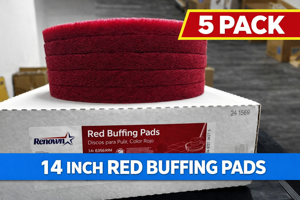 Renown 14″ Red Buffing Pads Floor Buffer Scrubbing Polishing Pads (5 Pack)