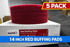 Renown 14″ Red Buffing Pads Floor Buffer Scrubbing Polishing Pads (5 Pack)