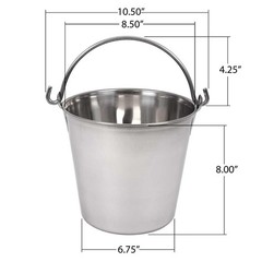 Lindy’s 6-Quart Stainless Steel Bucket, Durable Seamless 6 quarts, Silver