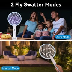 Nymrix Electric Fly Swatter Racket 2 In 1 Mosquito Bug Zapper 4100V Handheld