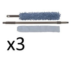 Lot of 3 Commercial Grade Extendable Flexible Microfiber Dusting Kits
