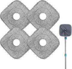 4 Pa Square Reble Microfiber Mop Pads Fit for True & Tidy Spin Mop,