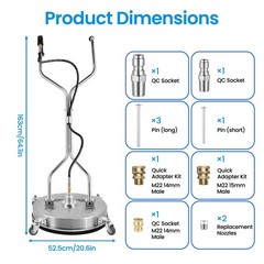 24″ Pressure Washer Surface Cleaner With Dual Handle 4000 PSI 3/8″ Quick Connect