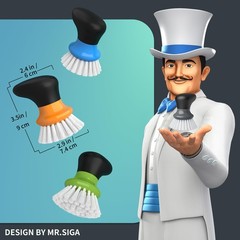MR.SIGA Dish Scrub Brush, Palm Brush Scrubber 2.9 x 2.7x 3.7 inch, Gray