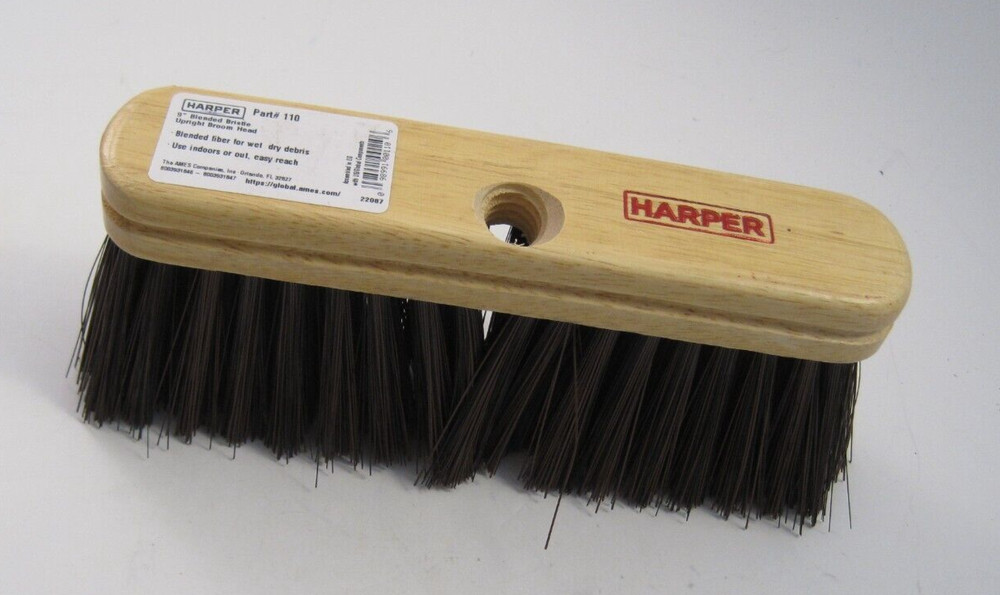 HARPER 110 Upright Broom Head – 9″ Wood Block – Blended Bristle – PPD Shipping