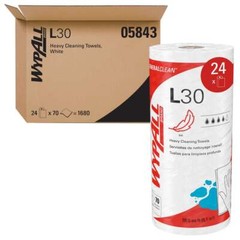 24 Small Rolls WypAll L30 White Wipes: 70 Wipes per Roll, 11″ x 10.4″ Each Sheet