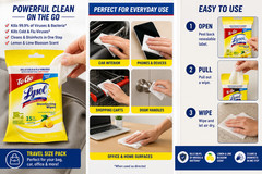 6 PACK Lysol Disinfecting Wipes To Go 15ct Lemon Lime Travel Size Kills 99.9%