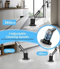 Gray Electric Spin Scrubber with 3 Speed Adjustable Extension Handle
