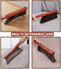 Hand Broom Counter Brush with Wood Handle Soft Bristle Dusting Brush for Car Fur