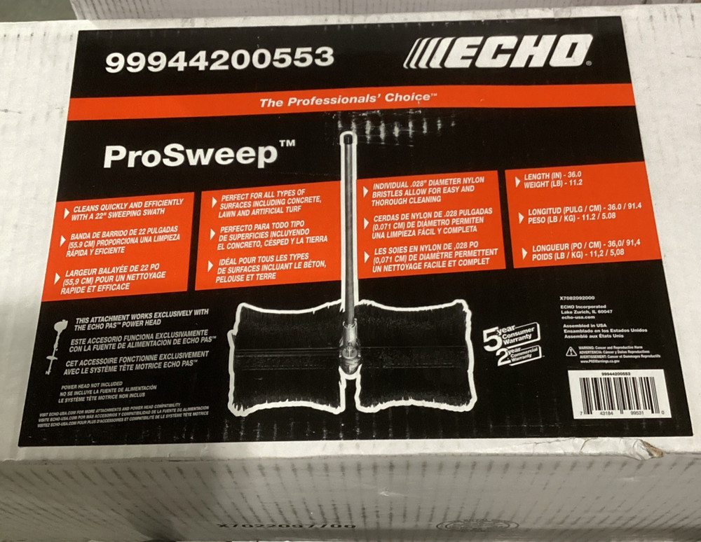 ECHO 99944200553 ProSweep Nylon Broom Attachment 22.5 Swath Sweeper Attachment