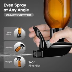 Tecohouse 360° 4 OZ Amber Glass Spray Bottles, 2 Pack Empty 4 ounces,