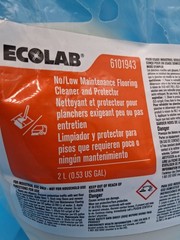 1 Bag Ecolab 6101943 No/Low Maintenance Flooring Cleaner & Protector 2L