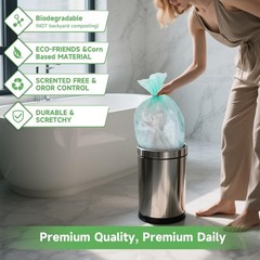 3 Gallon Trash Bag Bathroom Green-Unscented – Small Kitchen Mini Garbage Bags…