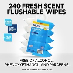 Equate Flushable Wipes Value 5 Pack 240 Wipes Fresh Scent Gentle Cleansing