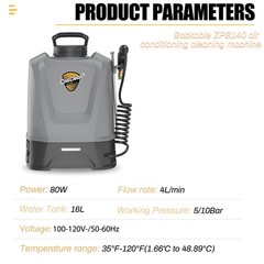 ZPB140 Portable Pressure Washer with 3.5 Gallon Water Tank, Port A Blaster HV…