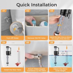Houpeoro Universal Toilet Flusher Replacement Kit, Fill 3.5 inches, Red