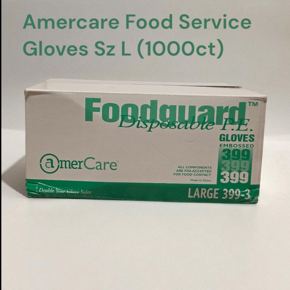 Amer Care Good Guard Disposable P.E. Gloves Large 399-3 10/100 1,000 Gloves