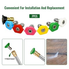 7 Pcs 7 Color Pressure Washer Spray Nozzle Tips 1/4 Inch 0.9 inches, Colour
