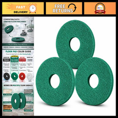 12″ Cleaning Orbiter Pads – 3pcs Green for Oreck Floor Scrubber & Buffer, Deep C