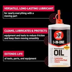 3 IN ONE Multi Purpose Oil, Long Lasting Lubricant CASE OF 16 3 oz