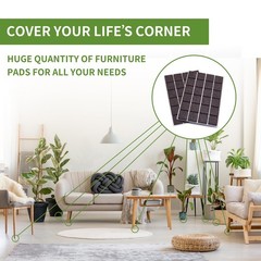 COVERCORNER Felt Furniture Pads 48PCS 1 inch Square Dark Brown, Brown