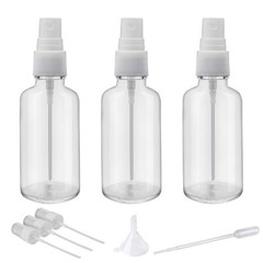 Hydior 2oz Clear Glass Spray Bottles for Essential Oils, x 3, White