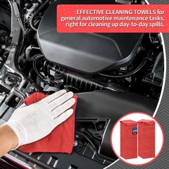 HOMERHYME Shop Towels Rags, 100 Pack Microfiber Cleaning Cloth 100 Pack, Red