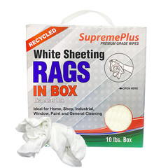Recycled White Sheeting Rags 10 lbs. Compressed Box Multipurpose Cleaning Cloths