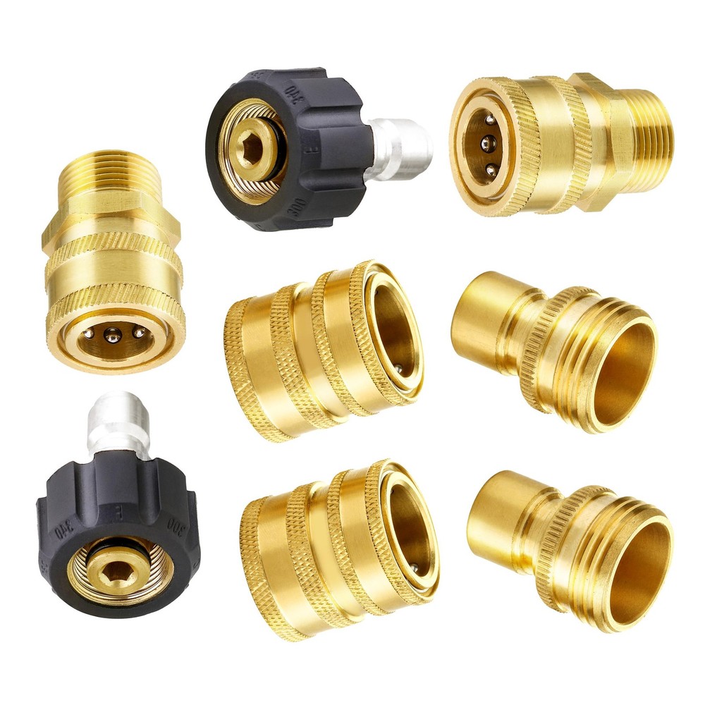 M MINGLE Ultimate Pressure Washer Adapter 3/8” Quick Connect Kit, Gold/Black