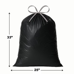 Ultrasac 18 Gallon 1.1 Mil Black Drawstring Trash Bags – 25 X 33 – Pack Of 400