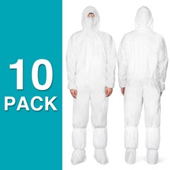 Hazmat Suits 10Pack Disposable Protective Coveralls, Heavy Duty Full Body Pai…