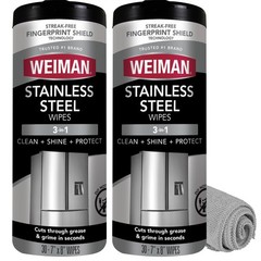 Weiman Stainless Steel Cleaner & Polish Kit, 2 Wipes & 30 Count (Pack of 2)