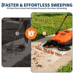 25.6″ Walk Behind Hand Push Floor Sweeper Adjustable Folding Handle Push Sweeper