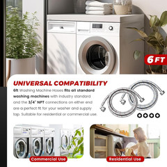 6Ft Stainless Steel Washer Hose with 90 Degree Elbow by Puxyblue Red and Blue
