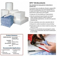 Brady Spc200 Sorbent Pad, 51 Gal, 15 In X 19 In, Oil, White, Polypropylene